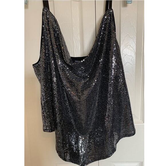 Torrid sequin camisole black size 2 shimmery sparkles - Picture 7 of 9